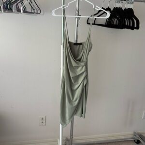 Asymmetrical stretchy green dress